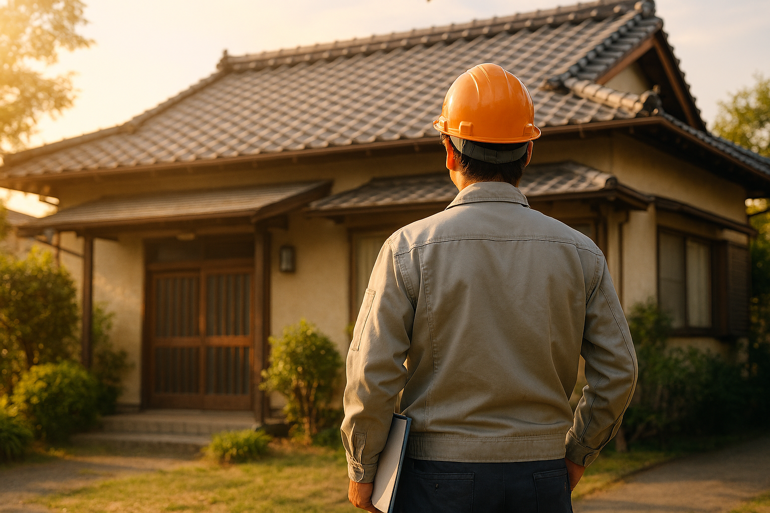 空き家を点検するスタッフの写真