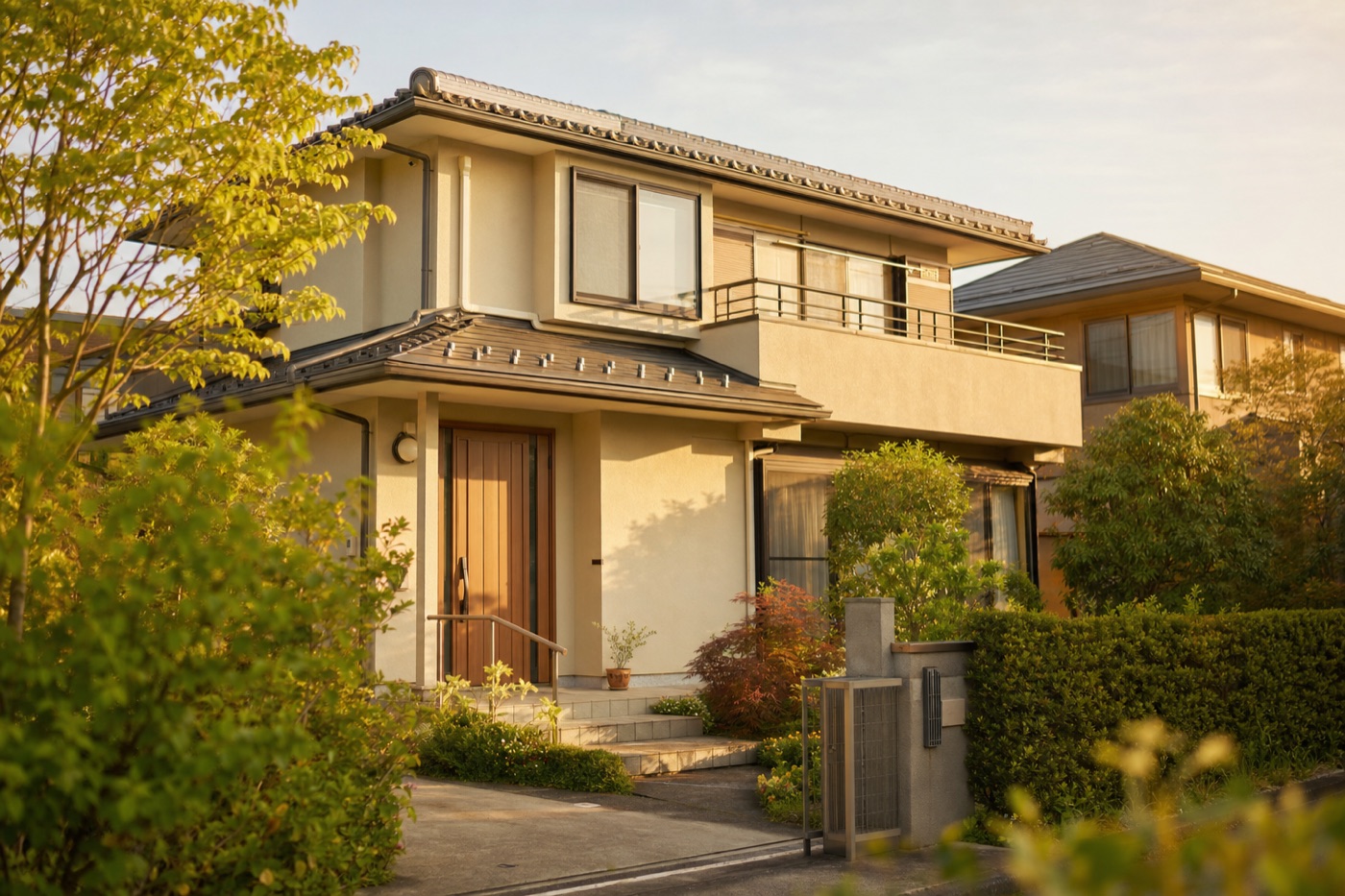 夕暮れの戸建て住宅（ご実家のイメージ）